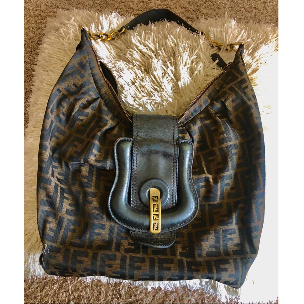Fendi Zucca Canvas B Hobo Bag
